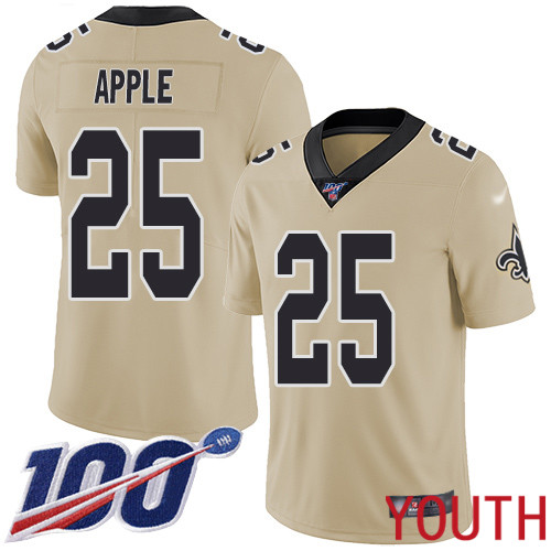 New Orleans Saints Limited Gold Youth Eli Apple Jersey NFL Football #25 100th Season Inverted Legend Jersey->youth nfl jersey->Youth Jersey
